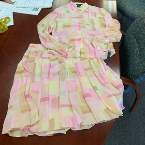 Perry Ellis Vintage Silk Skirt Set 12/14 NWT